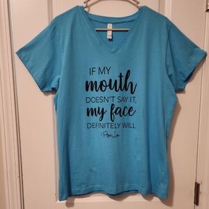 Piper Lou If My Mouth Doesn't Say It My Face Definitely Will V-Neck T-Shirt
